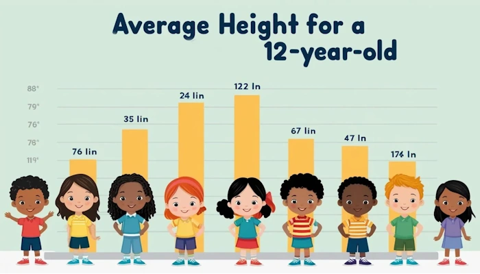 average 12 year old height chart